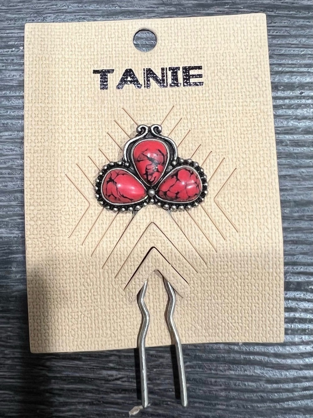 TANIE Red Stone Hair Fork